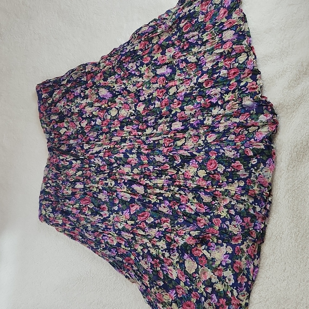 Hippie floral maxi skirt, vintage broomstick style, bohemian, one size